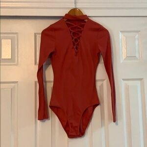Pretty Dark Pink-ish Tie Down Low cut Bodysuit Small
